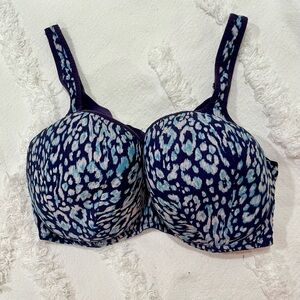 Avenue Navy and Light Blue Patterned Bra
